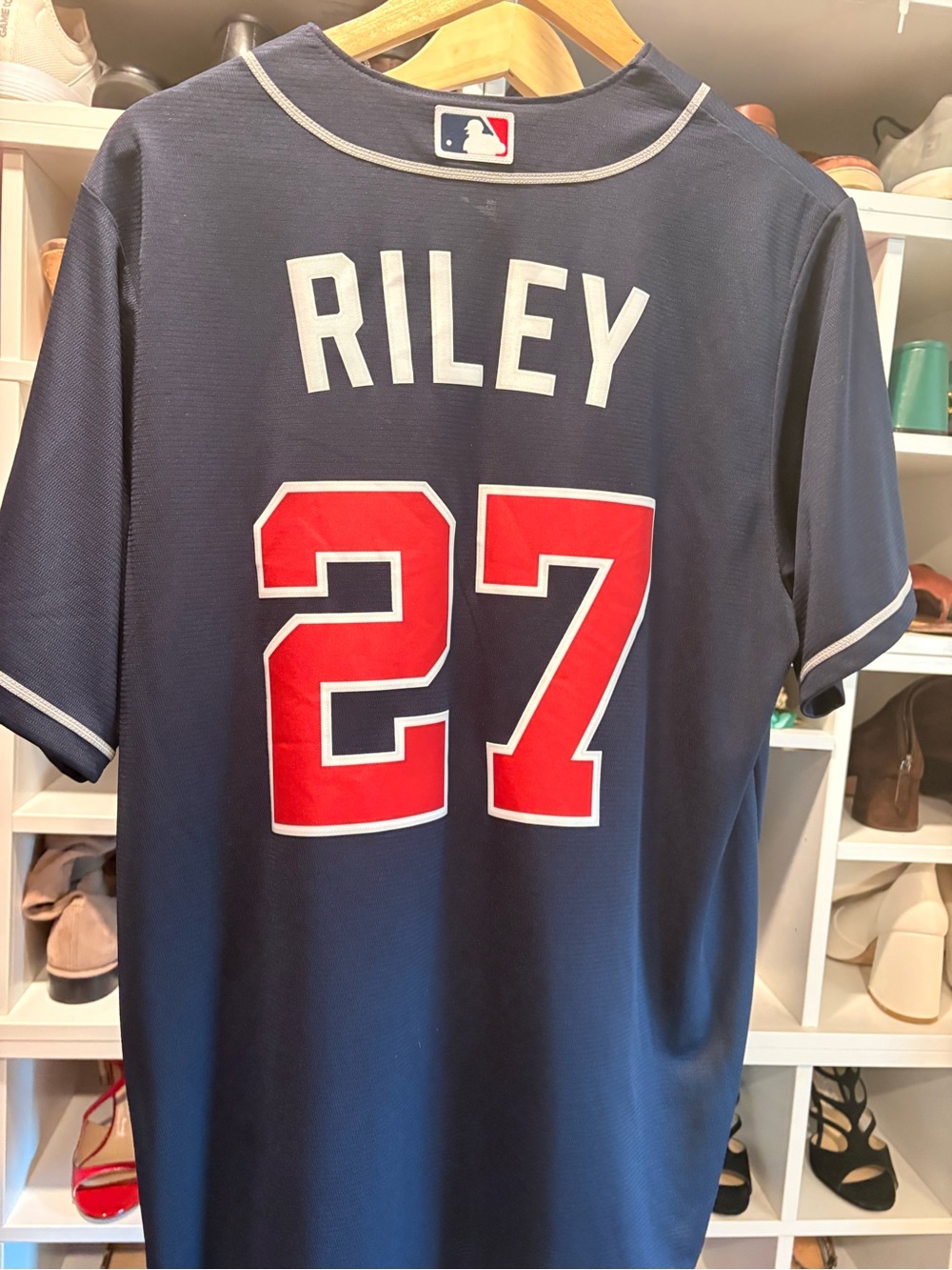 MLB Navy and Red Riley #27 Baseball Jersey
